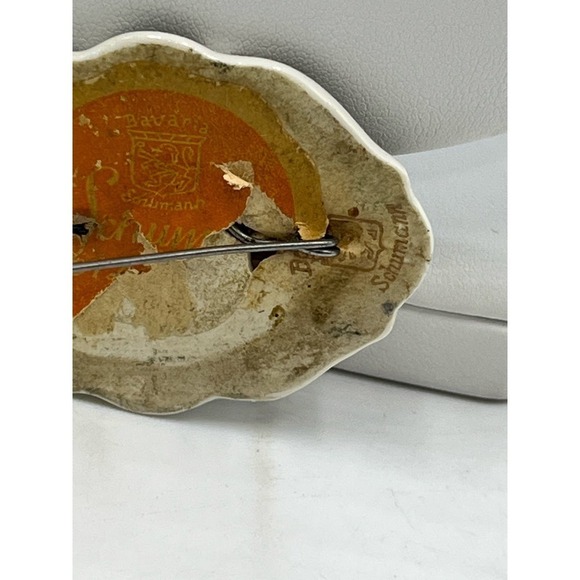 Antique Germany BAVARIAN SCHUMANN Hand Painted Floral Brooch Pin - Picture 14 of 14